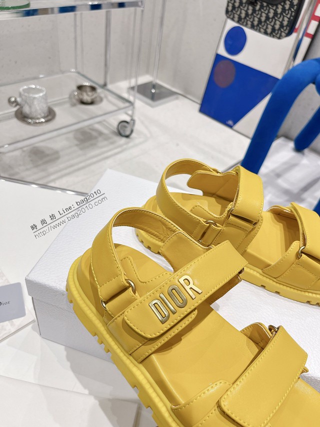Dior迪奧2022新款新色系魔術貼涼鞋原版複刻專櫃純色系沙灘涼鞋女士涼鞋 dx3082